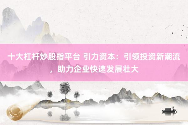 十大杠杆炒股指平台 引力资本：引领投资新潮流，助力企业快速发展壮大