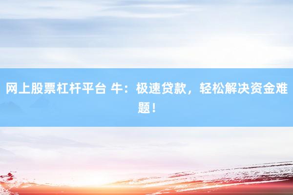 网上股票杠杆平台 牛：极速贷款，轻松解决资金难题！
