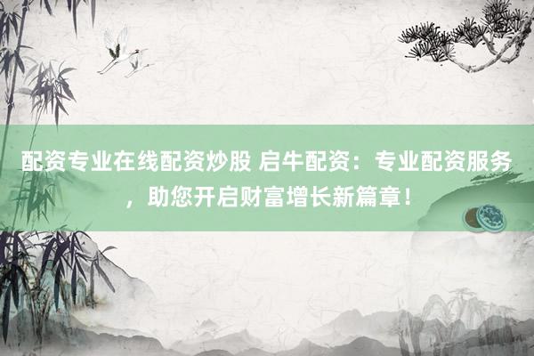 配资专业在线配资炒股 启牛配资：专业配资服务，助您开启财富增长新篇章！
