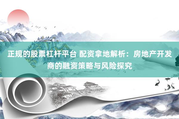 正规的股票杠杆平台 配资拿地解析：房地产开发商的融资策略与风险探究