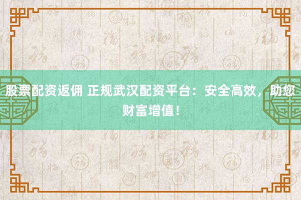 股票配资返佣 正规武汉配资平台：安全高效，助您财富增值！