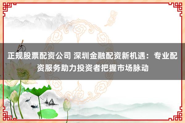 正规股票配资公司 深圳金融配资新机遇:专业配资服务助力投资者把握市场脉动