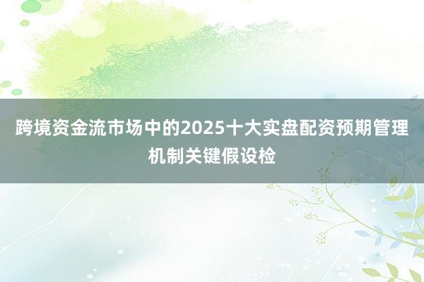 跨境资金流市场中的2025十大实盘配资预期管理机制关键假设检