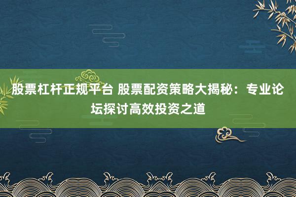 股票杠杆正规平台 股票配资策略大揭秘：专业论坛探讨高效投资之道