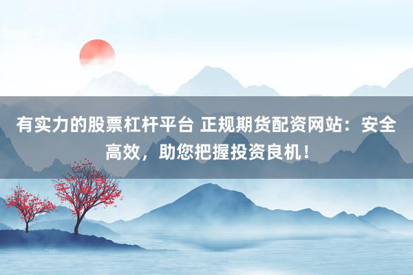 有实力的股票杠杆平台 正规期货配资网站：安全高效，助您把握投资良机！
