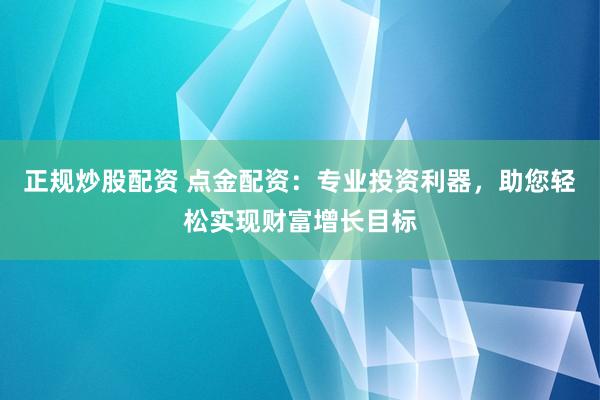 正规炒股配资 点金配资：专业投资利器，助您轻松实现财富增长目标